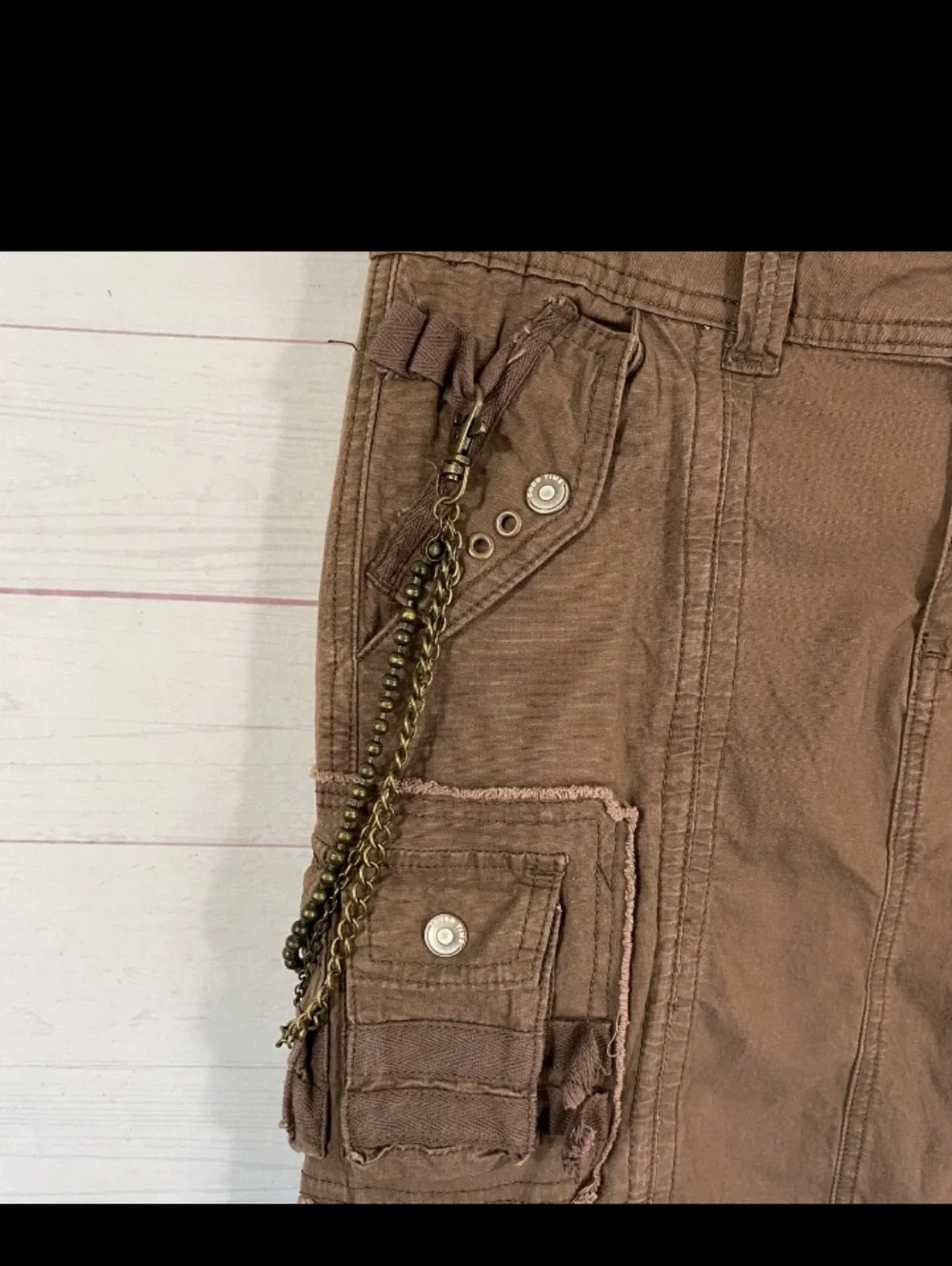 Y2K 2000s Brown Utility Cargo Grunge WhimsyGoth Cotton Maxi Skirt Size 6/7 - Picture 7 of 7